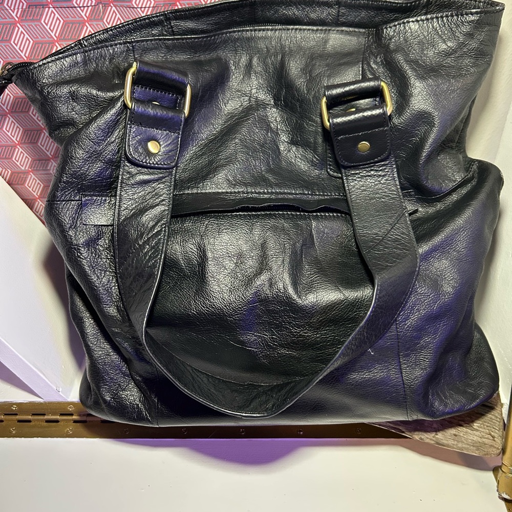 Chocolat Blu Black Shoulder Bag with Gold Accents - Picture 4 of 12
